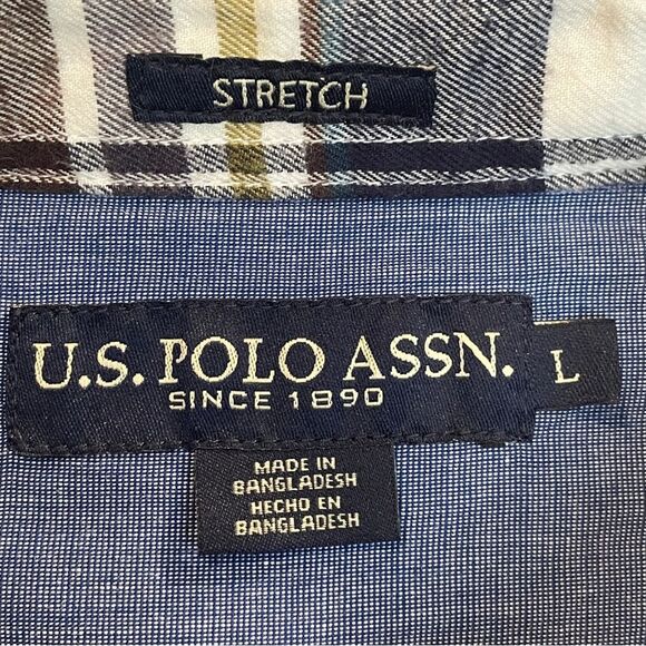 US Polo Assn. Men’s Plaid Shirt – Long Sleeve Button Down Collar – Size L - Picture 7 of 8